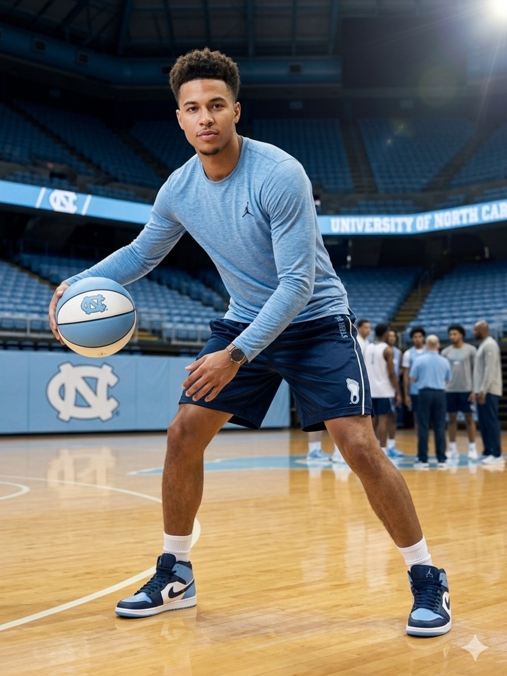 Jordan Tarheels Reversible Men’s Navy and Carolina Blue Basketball Shorts